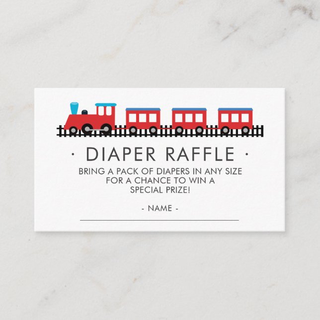 Carte D'accompagnement CHOO CHOO TRAIN Baby shower Déchets Raffle Billet (Devant)