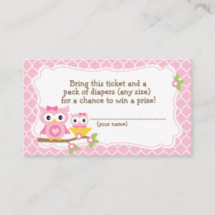 Carte D'accompagnement Chouette Baby shower Déchets Billet Raffle