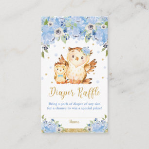 Carte D'accompagnement Chouette Bleu Baby shower Floral Raffle