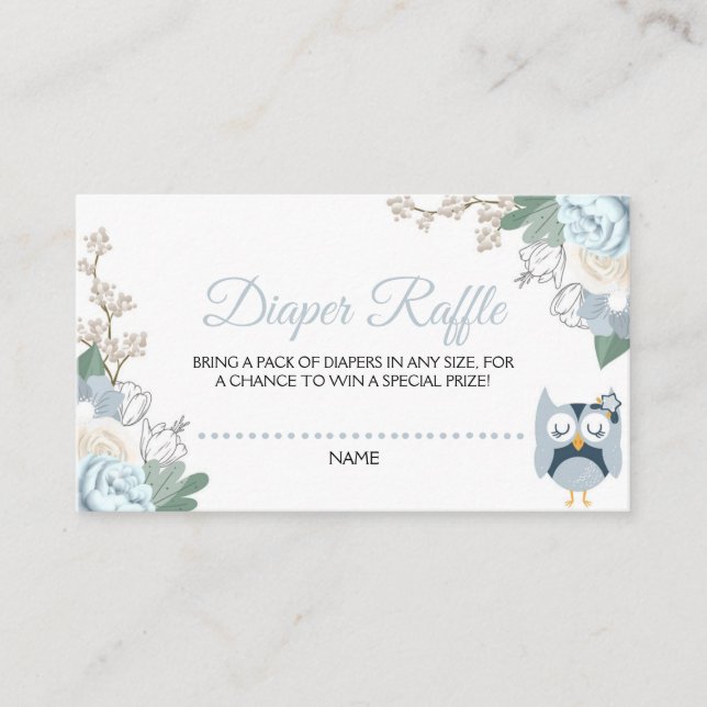 Carte D'accompagnement Chouette bleue Baby shower floral Déchets (Devant)