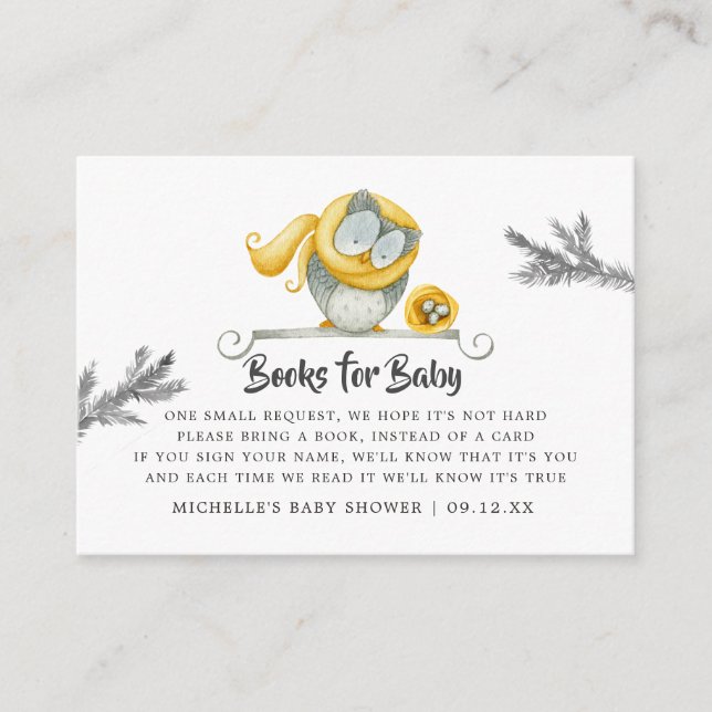 Carte D'accompagnement Chouette d'hiver Baby shower de Noël Demande de ré (Devant)