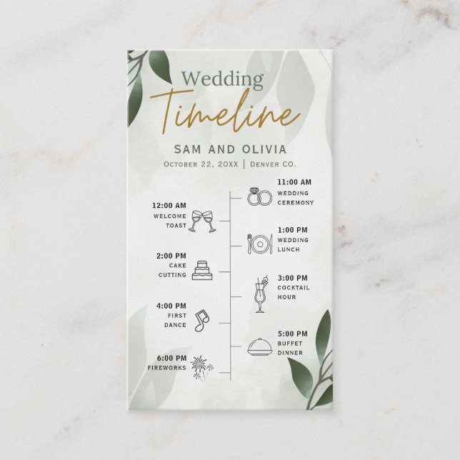 Carte D'accompagnement Chronologie du mariage (Devant)