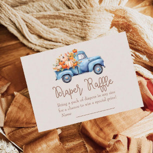 Carte D'accompagnement Chute Baby shower Citrouille  Truck Diaper Raffle