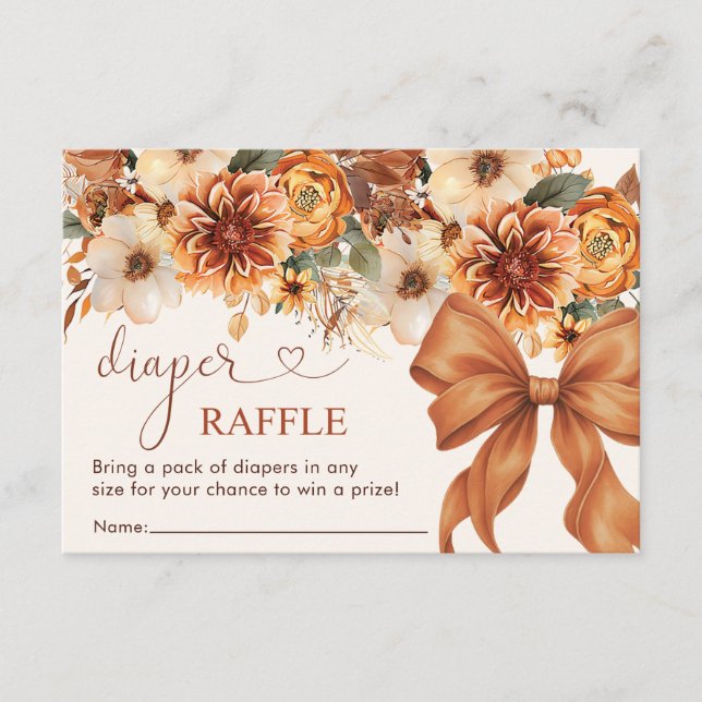 Carte D'accompagnement Chute Florale Rustique Baby shower Déchets Raffle (Devant)