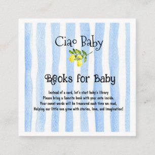 Carte D'accompagnement Ciao Baby Blue Rayures Livres pour Bébé Lemon
