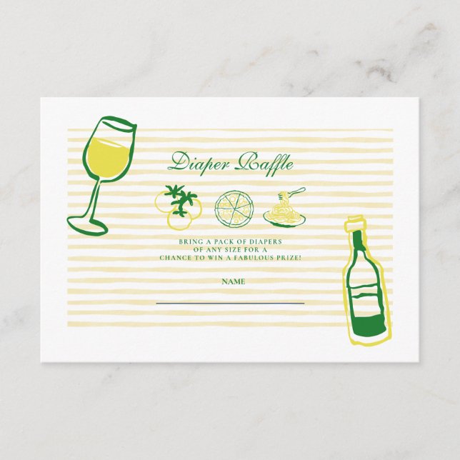 Carte D'accompagnement Ciao Bambino Baby shower en bande jaune (Devant)