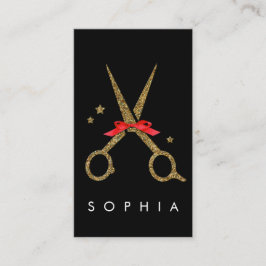 Carte D'accompagnement Ciseaux pailletés or - Coiffeur NOM