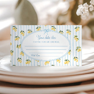 Carte D'accompagnement Citron bleu italien Date Night Idea