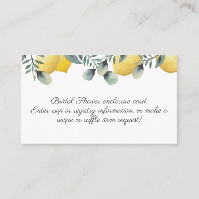 Carte D'accompagnement Citrons d'été et Fête des mariées d'eucalyptus (Devant)