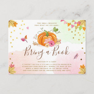 Carte D'accompagnement Citrouille Apportez un livre Automne Baby shower d