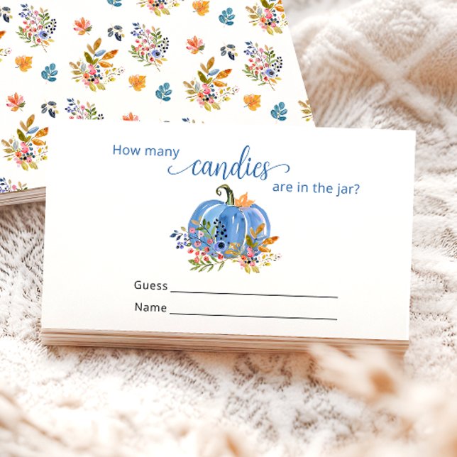 Carte D'accompagnement Citrouille bleu Automne Combien de bonbons (Créateur téléchargé)