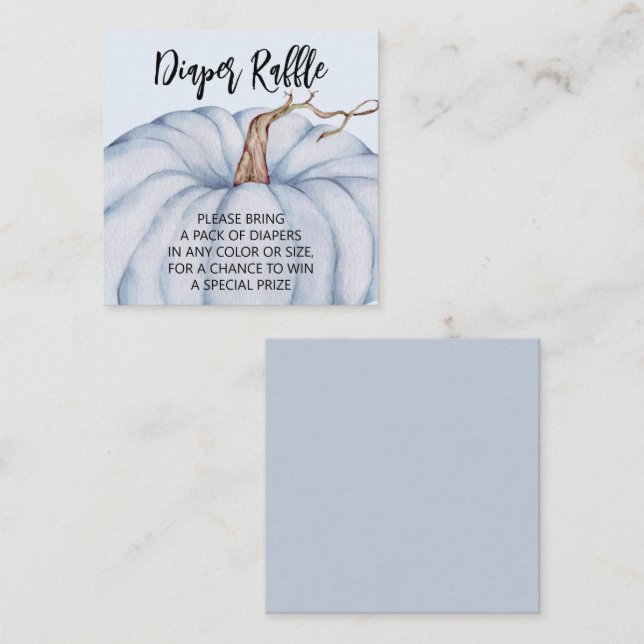 Carte D'accompagnement Citrouille bleu Baby shower de couche  (Devant / Derrière)