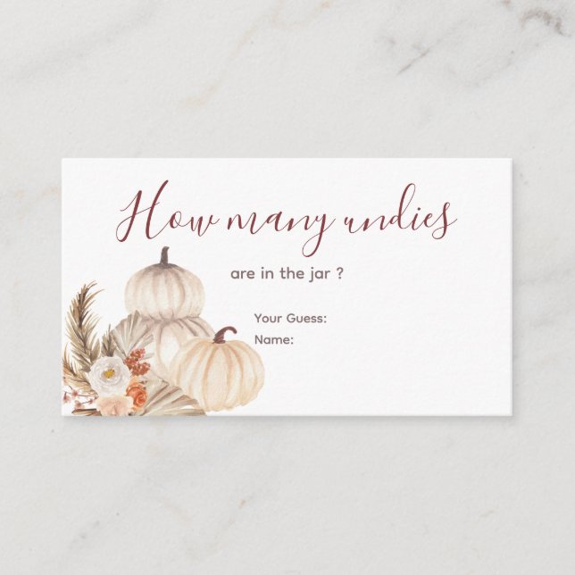 Carte D'accompagnement Citrouille Crème Blanche Floral Rustique Combien d (Devant)