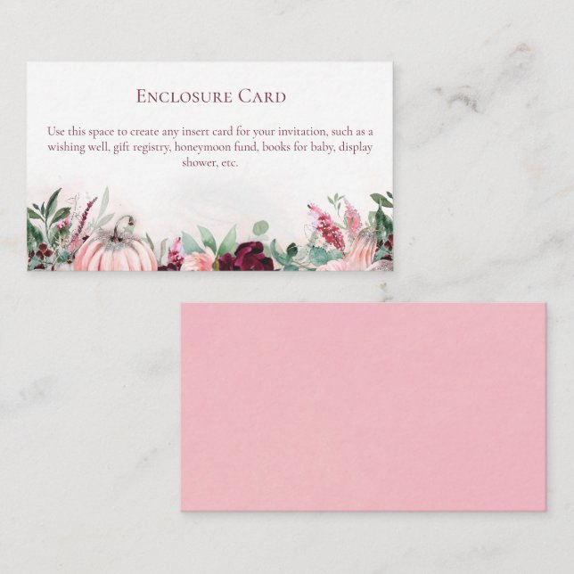 Carte D'accompagnement Citrouille d'automne (Devant / Derrière)