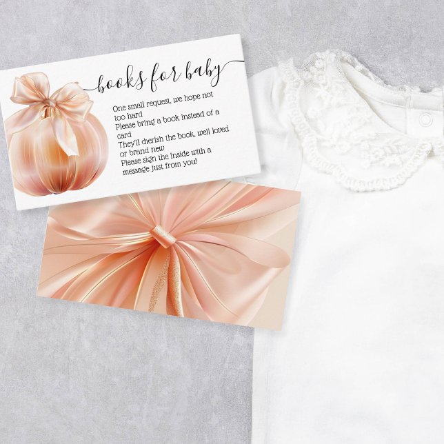Carte D'accompagnement Citrouille d'automne avec livres pour bébé Waterco (satin peach colored pumpkin)