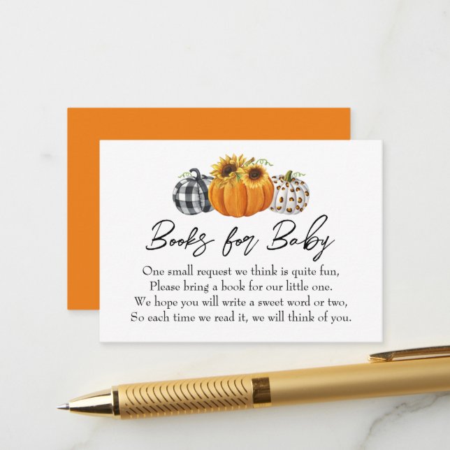 Carte D'accompagnement Citrouille d'automne Baby shower de tournesols dem (Devant/Arrière en situation)