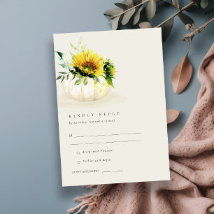 Carte D'accompagnement Citrouille de tournesol rustique mariage floral RS
