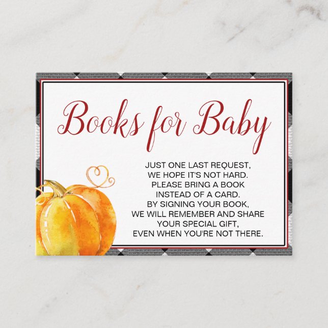 Carte D'accompagnement Citrouille Fall Baby showers Livres pour bébé (Devant)