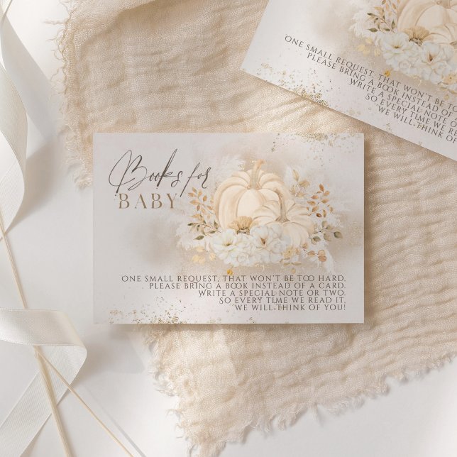 Carte D'accompagnement Citrouille Fall floral & Pampas Baby shower Livres (Créateur téléchargé)