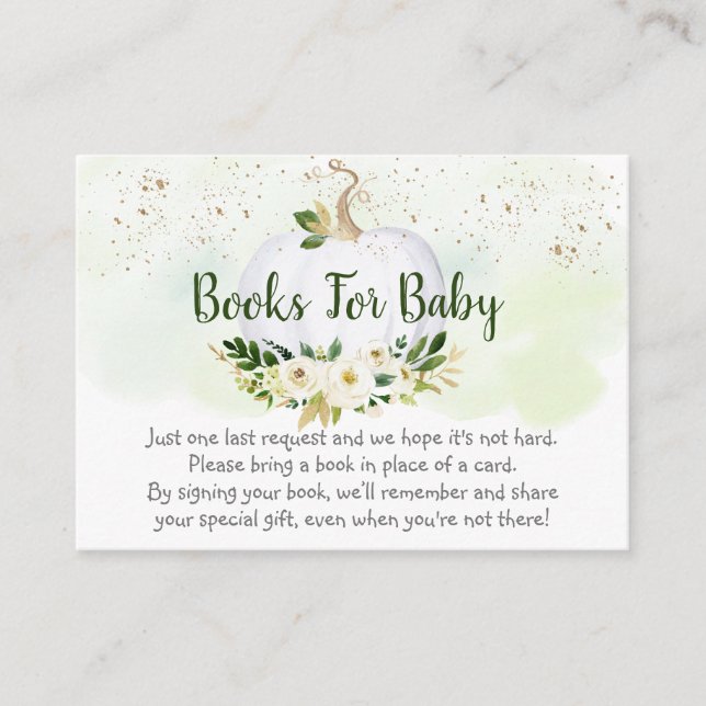 Carte D'accompagnement Citrouille Green Baby shower Gold Demande de réser (Devant)