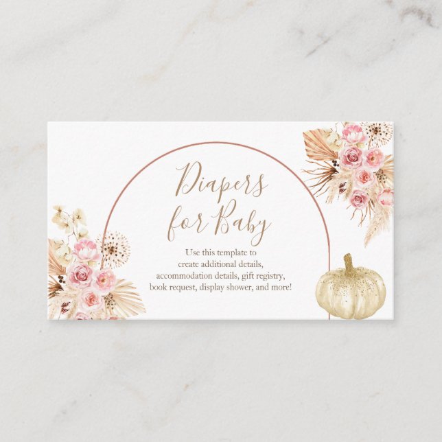 Carte D'accompagnement Citrouille Pampas Bébé Sprinkle Diapers Pour Bébé (Devant)