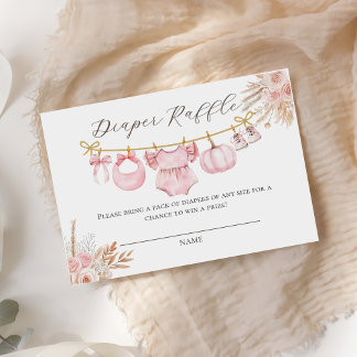 Carte D'accompagnement Citrouille rose Baby shower floral Déchets Raffle