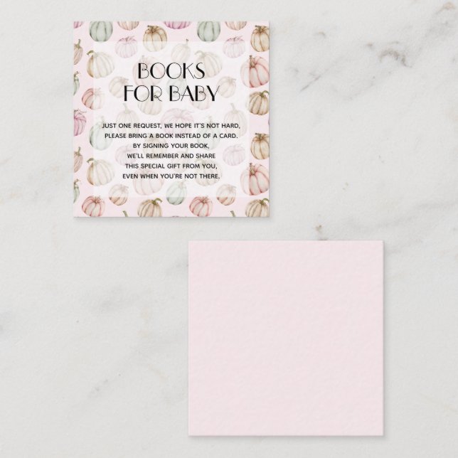 Carte D'accompagnement Citrouille rose Demande de livre pour bébé (Devant / Derrière)