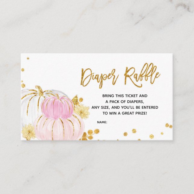 Carte D'accompagnement Citrouille rose or Floral Baby shower Déchets Raff (Devant)