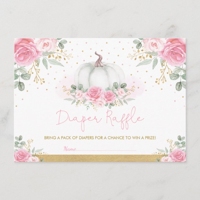 Carte D'accompagnement Citrouille Rose  rose Baby shower Déchets Raffle (Devant)