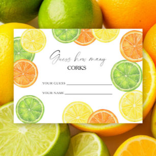Carte D'accompagnement Citrus - devinez combien de bouchons jeu de mariag