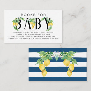 Carte D'accompagnement Citrus floral citron bleu Livres blancs pour bébé