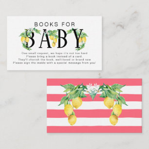 Carte D'accompagnement Citrus floral citron feuillage Livres roses pour b