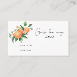 Carte D'accompagnement Citrus orange - devinez combien de lièges jeu de m