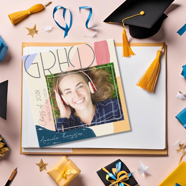 Carte D'accompagnement Classe de mini-Faire-part photo 2025 (Class of 2025 Mini Photo Graduation Announcement)