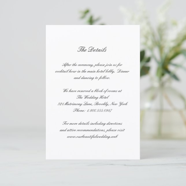 Carte D'accompagnement Classic Black and White Timeless Wedding (Debout devant)