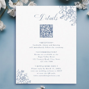 Carte D'accompagnement Classic Bloom Garden Dusty Blue Détails du Mariage