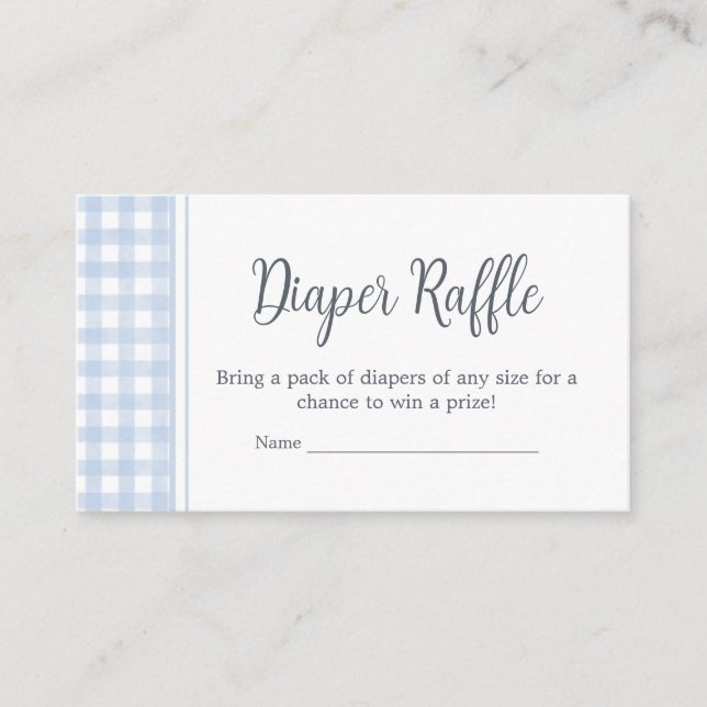 Carte D'accompagnement Classic Blue En vichy Baby shower Déchets Raffle (Devant)