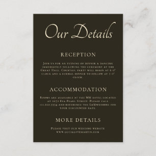 Carte D'accompagnement Classic Dark Green Chic Mariage Détail