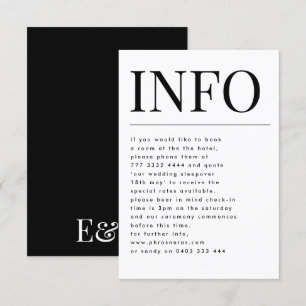 Carte D'accompagnement Classic Elegant Bold Gros détails du Mariage INFO