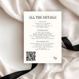 Carte D'accompagnement Classic elegant ivory old money wedding details