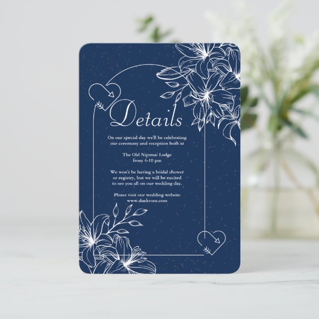 Carte D'accompagnement Classic Elegant mariage bleu marine (Debout devant)