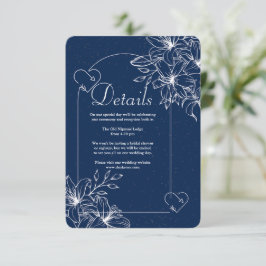 Carte D'accompagnement Classic Elegant mariage bleu marine