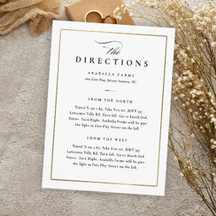 Carte D'accompagnement Classic Elegant Noir et Blanc Mariage Directions