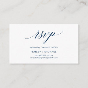 Carte D'accompagnement Classic élégant, Script bleu marine, RSVP Party