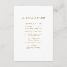 Carte D'accompagnement Classic Minimalist Gold Mariage Horaire des événem