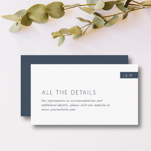Carte D'accompagnement Classic Navy Blue & White Monogram Détails du Mari