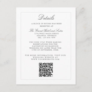 Carte D'accompagnement Classic Simple Elegance Mariage Info - Détails