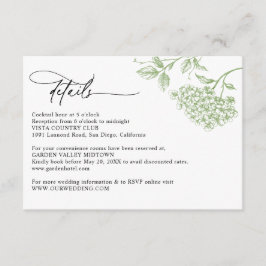 Carte D'accompagnement Classic Victorian Green Floral Wedding Details