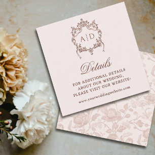 Carte D'accompagnement Classic Vintage Crest Mariage Détails Site Web