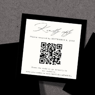 Carte D'accompagnement Classique élégant QR RSVP ivoire mariage mini